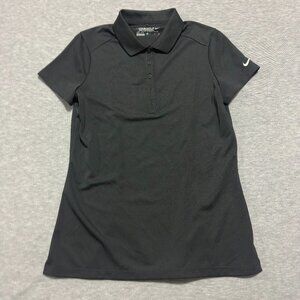 Nike Golf Tour Performance Polo Shirt Womens M Black Dri-Fit Shoulder Swoosh